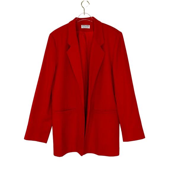 1990s Vintage Alfred Dunner Red Blazer Jacket Size 12 Large Classic Wool - Picture 1 of 6